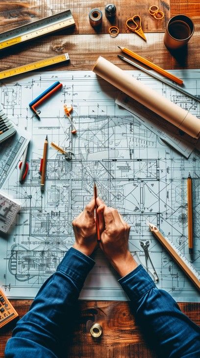 Construction planning and blueprints